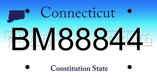 BM88844 Connecticut License Plate