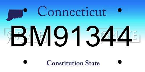 BM91344 Connecticut License Plate