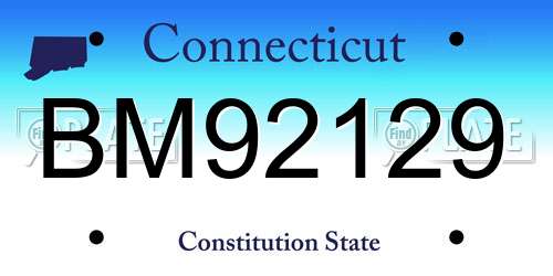 BM92129 Connecticut License Plate