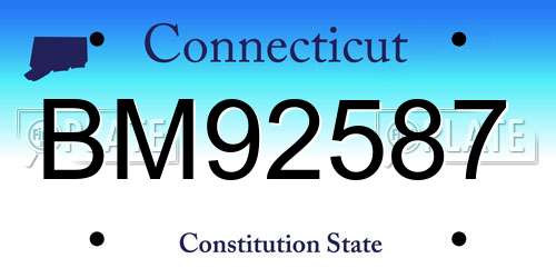 BM92587 Connecticut License Plate
