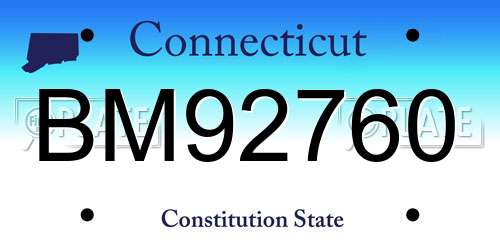 BM92760 Connecticut License Plate