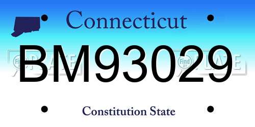BM93029 Connecticut License Plate