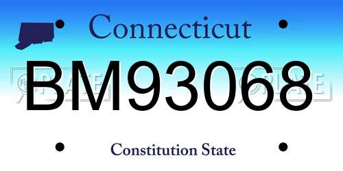 BM93068 Connecticut License Plate