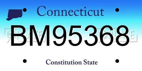 BM95368 Connecticut License Plate