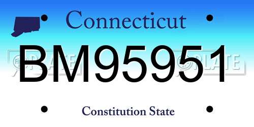 BM95951 Connecticut License Plate
