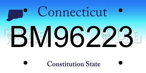 BM96223 Connecticut License Plate