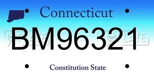 BM96321 Connecticut License Plate