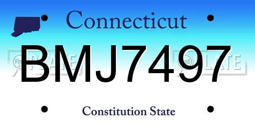 BMJ7497 Connecticut License Plate