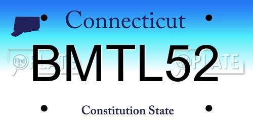 BMTL52 Connecticut License Plate