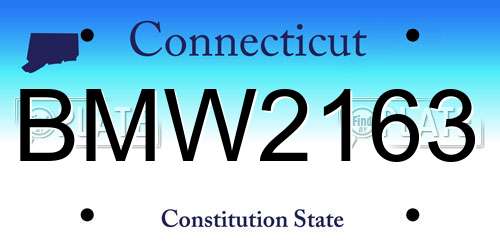 BMW2163 Connecticut License Plate