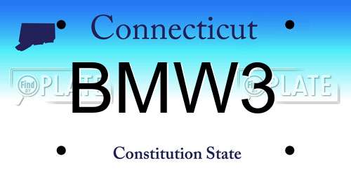BMW3 Connecticut License Plate