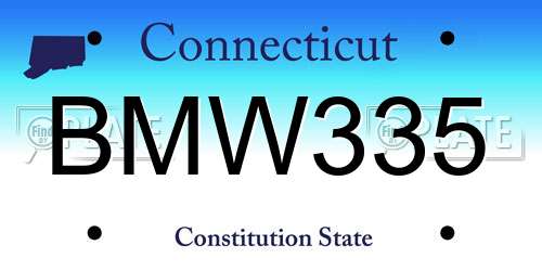 BMW335 Connecticut License Plate