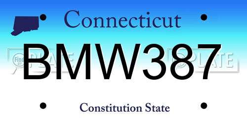 BMW387 Connecticut License Plate