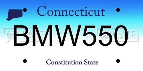 BMW550 Connecticut License Plate