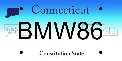 BMW86 Connecticut License Plate