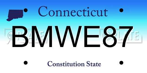 BMWE87 Connecticut License Plate