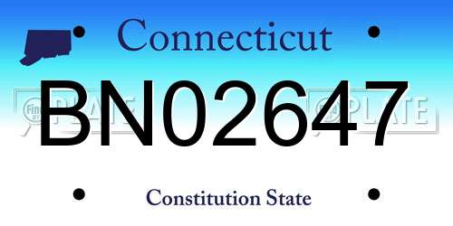 BN02647 Connecticut License Plate