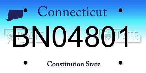 BN04801 Connecticut License Plate
