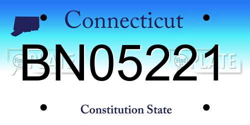 BN05221 Connecticut License Plate