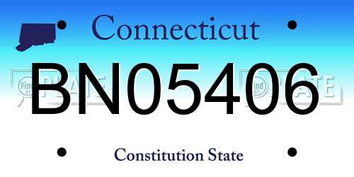 BN05406 Connecticut License Plate