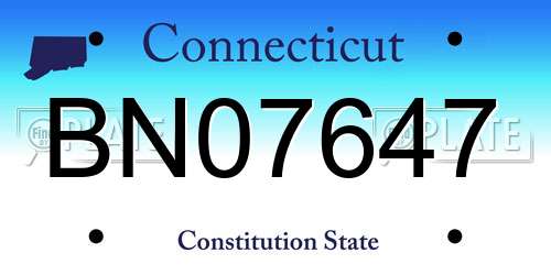 BN07647 Connecticut License Plate