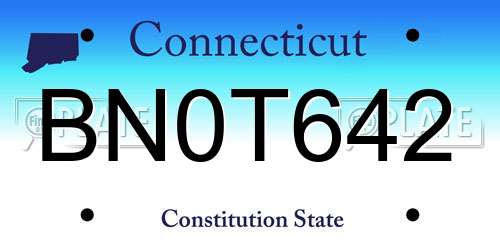 BN0T642 Connecticut License Plate