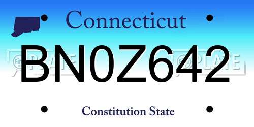 BN0Z642 Connecticut License Plate