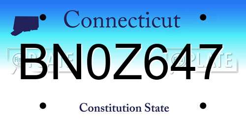 BN0Z647 Connecticut License Plate