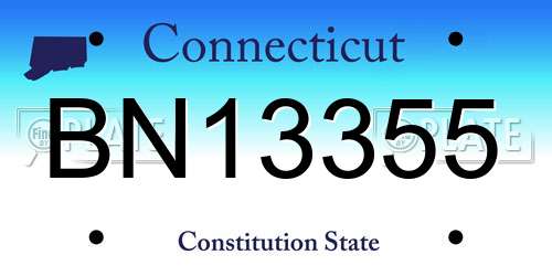 BN13355 Connecticut License Plate