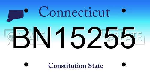 BN15255 Connecticut License Plate