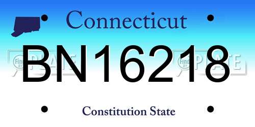 BN16218 Connecticut License Plate