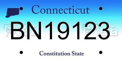 BN19123 Connecticut License Plate