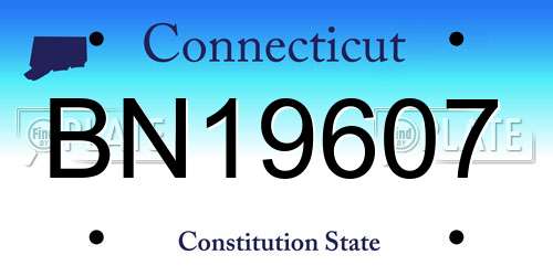 BN19607 Connecticut License Plate