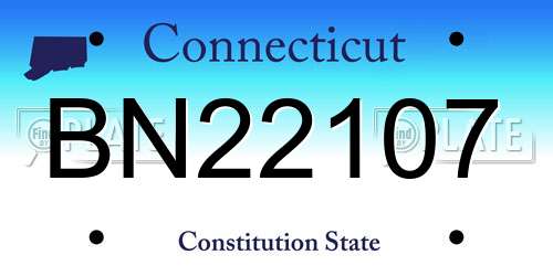 BN22107 Connecticut License Plate