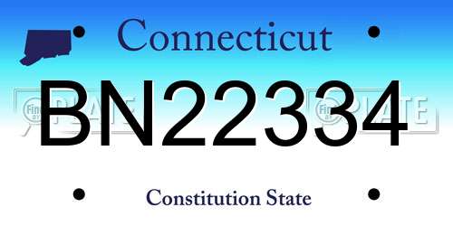 BN22334 Connecticut License Plate