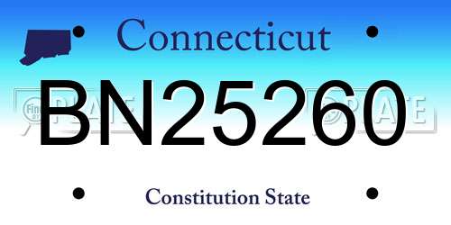 BN25260 Connecticut License Plate
