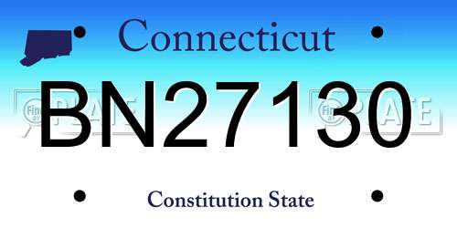 BN27130 Connecticut License Plate