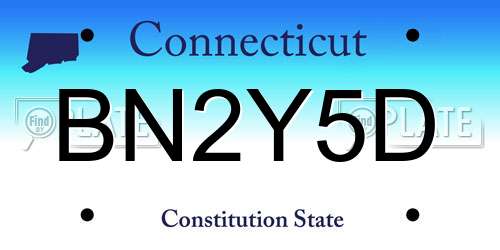 BN2Y5D Connecticut License Plate