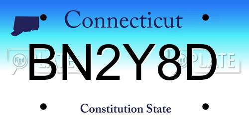 BN2Y8D Connecticut License Plate