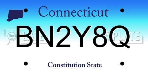 BN2Y8Q Connecticut License Plate