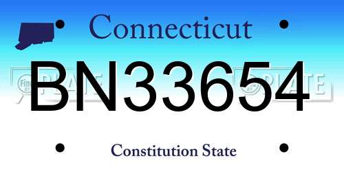 BN33654 Connecticut License Plate