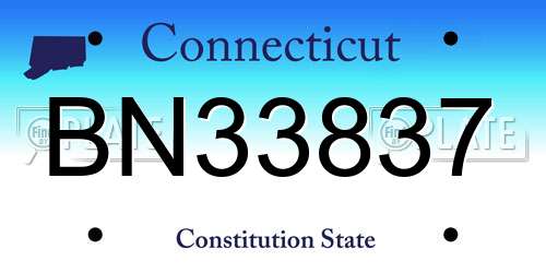 BN33837 Connecticut License Plate