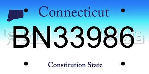 BN33986 Connecticut License Plate