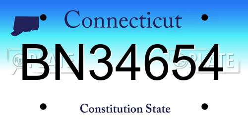 BN34654 Connecticut License Plate