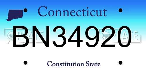 BN34920 Connecticut License Plate
