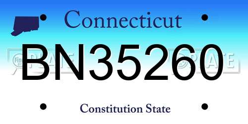 BN35260 Connecticut License Plate