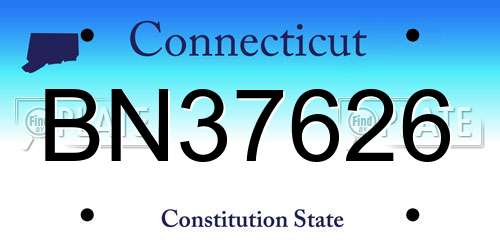 BN37626 Connecticut License Plate