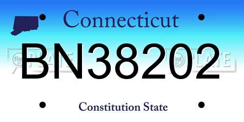 BN38202 Connecticut License Plate