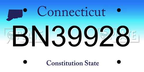 BN39928 Connecticut License Plate