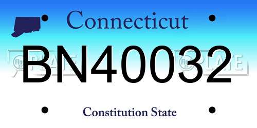 BN40032 Connecticut License Plate